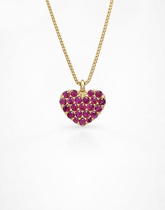 COLLANA CUORE PIXEL RUBINI